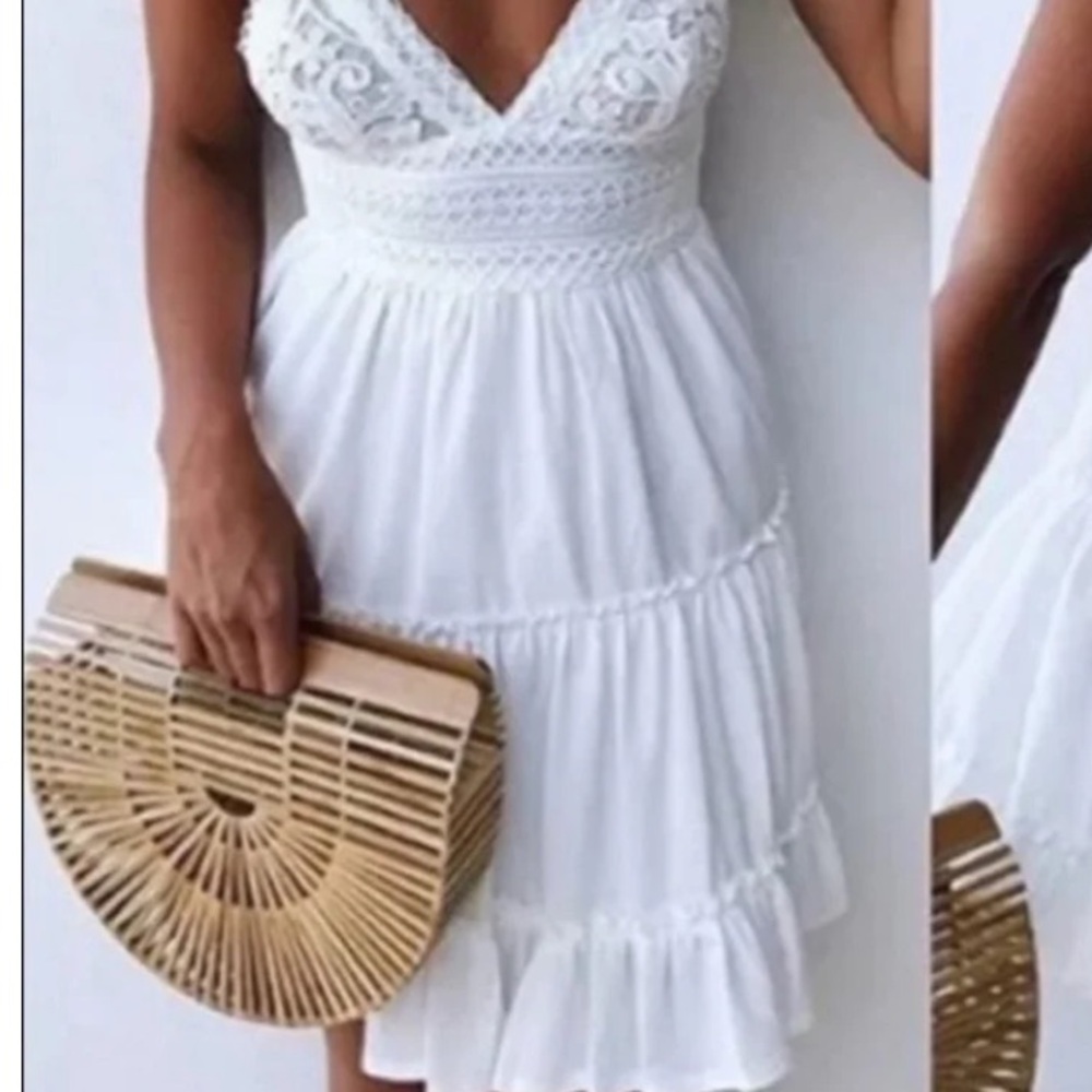 Super sexy & comfy white cotton lace dress